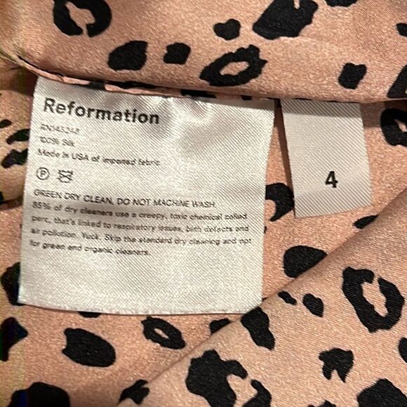 Reformation Pete Cheetah Silk Crop Top Size 4 - Picture 9 of 11